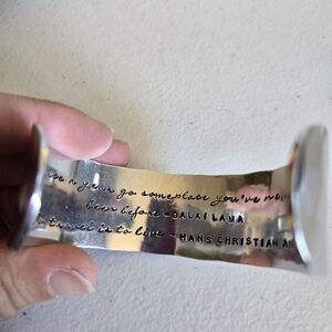 Silver Cuff Bracelet – Inscribed with Travel Quotes